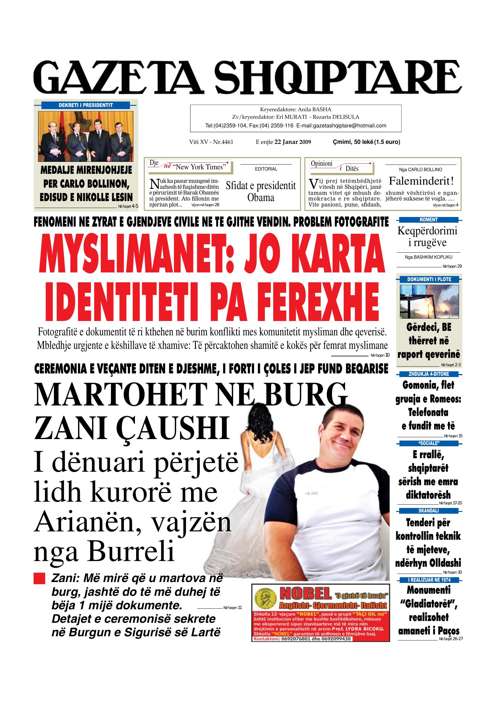 Gazeta Shqiptare 2009-01-22